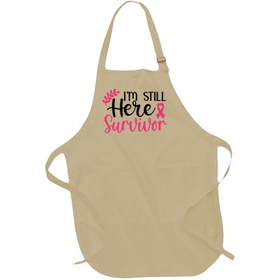 I'm Still Here Survivor Breast Cancer Awareness Full-Length Apron With Pockets