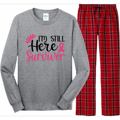 I'm Still Here Survivor Breast Cancer Awareness Long Sleeve Pajama Set