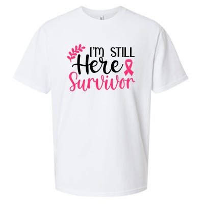 I'm Still Here Survivor Breast Cancer Awareness Sueded Cloud Jersey T-Shirt