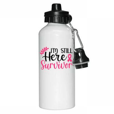 I'm Still Here Survivor Breast Cancer Awareness Aluminum Water Bottle