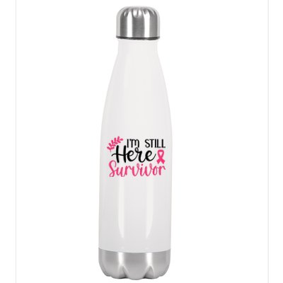 I'm Still Here Survivor Breast Cancer Awareness Stainless Steel Insulated Water Bottle