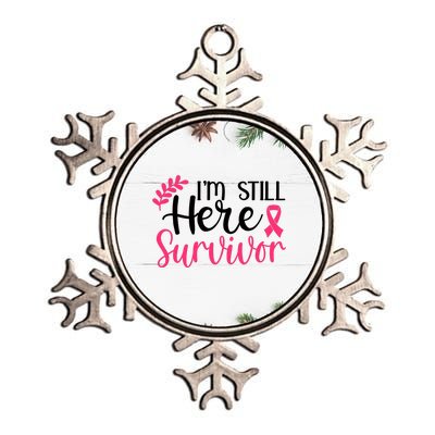 I'm Still Here Survivor Breast Cancer Awareness Metallic Star Ornament