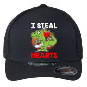 I Steal Hearts Dinosaur Heart Valentines Day Gift Flexfit Unipanel Trucker Cap