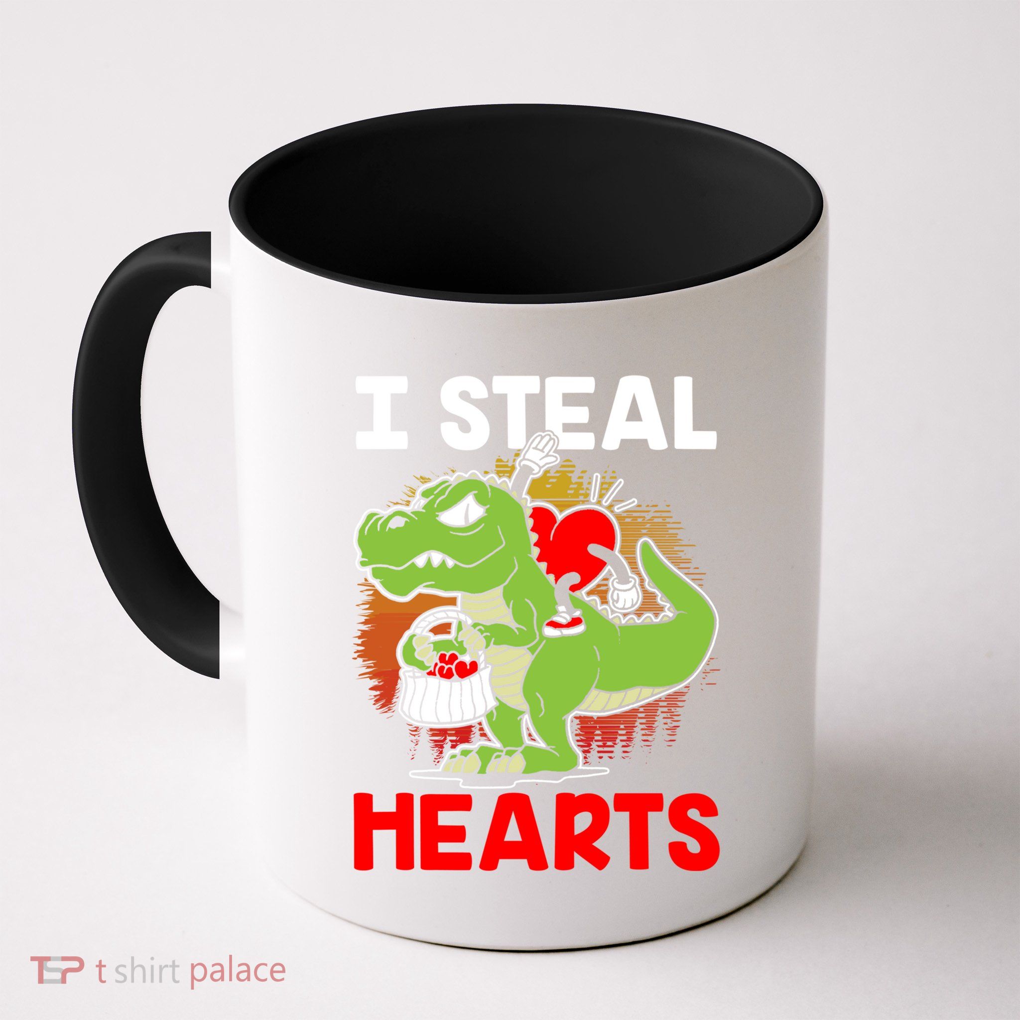 I Steal Hearts Dinosaur Heart Valentines Day Gift Mug