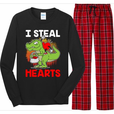 I Steal Hearts Dinosaur Heart Valentines Day Gift Long Sleeve Pajama Set