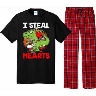 I Steal Hearts Dinosaur Heart Valentines Day Gift Pajama Set