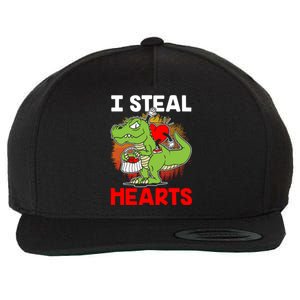 I Steal Hearts Dinosaur Heart Valentines Day Gift Wool Snapback Cap