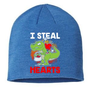 I Steal Hearts Dinosaur Heart Valentines Day Gift Sustainable Beanie