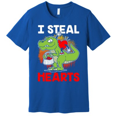 I Steal Hearts Dinosaur Heart Valentines Day Gift Premium T-Shirt