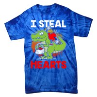 I Steal Hearts Dinosaur Heart Valentines Day Gift Tie-Dye T-Shirt