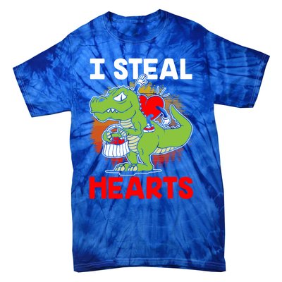 I Steal Hearts Dinosaur Heart Valentines Day Gift Tie-Dye T-Shirt