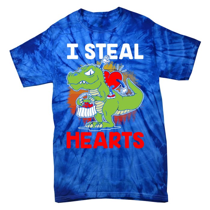 I Steal Hearts Dinosaur Heart Valentines Day Gift Tie-Dye T-Shirt