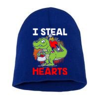 I Steal Hearts Dinosaur Heart Valentines Day Gift Short Acrylic Beanie