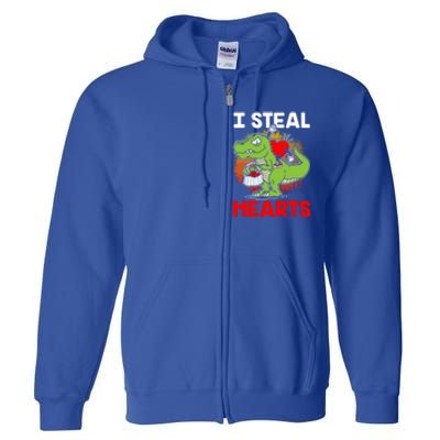 I Steal Hearts Dinosaur Heart Valentines Day Gift Full Zip Hoodie