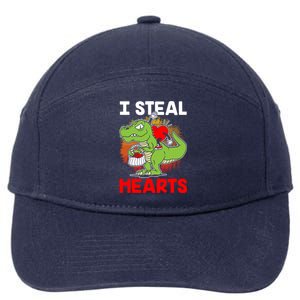 I Steal Hearts Dinosaur Heart Valentines Day Gift 7-Panel Snapback Hat