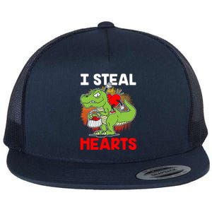 I Steal Hearts Dinosaur Heart Valentines Day Gift Flat Bill Trucker Hat