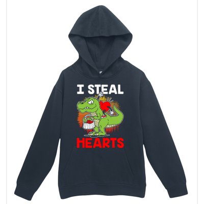 I Steal Hearts Dinosaur Heart Valentines Day Gift Urban Pullover Hoodie