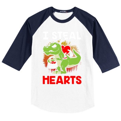 I Steal Hearts Dinosaur Heart Valentines Day Gift Baseball Sleeve Shirt