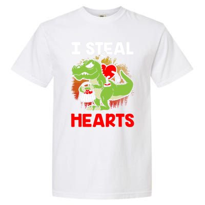 I Steal Hearts Dinosaur Heart Valentines Day Gift Garment-Dyed Heavyweight T-Shirt