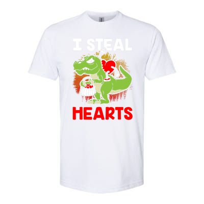 I Steal Hearts Dinosaur Heart Valentines Day Gift Softstyle CVC T-Shirt