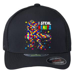 I Steal Hearts Trex Dinosaur Autism Awareness Cute Gift Flexfit Unipanel Trucker Cap