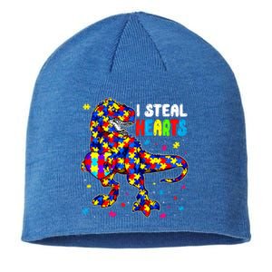 I Steal Hearts Trex Dinosaur Autism Awareness Cute Gift Sustainable Beanie