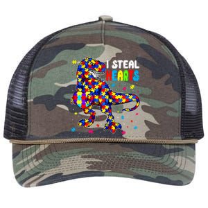 I Steal Hearts Trex Dinosaur Autism Awareness Cute Gift Retro Rope Trucker Hat Cap