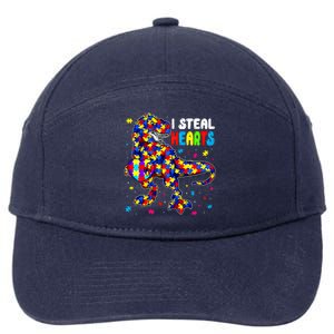 I Steal Hearts Trex Dinosaur Autism Awareness Cute Gift 7-Panel Snapback Hat