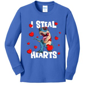 I Steal Hearts Dinosaur Valentines Day Gift Kids Long Sleeve Shirt