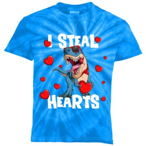 I Steal Hearts Dinosaur Valentines Day Gift Kids Tie-Dye T-Shirt