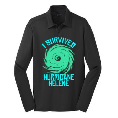 I Survived Hurricane Helene Florida 2024 Silk Touch Performance Long Sleeve Polo