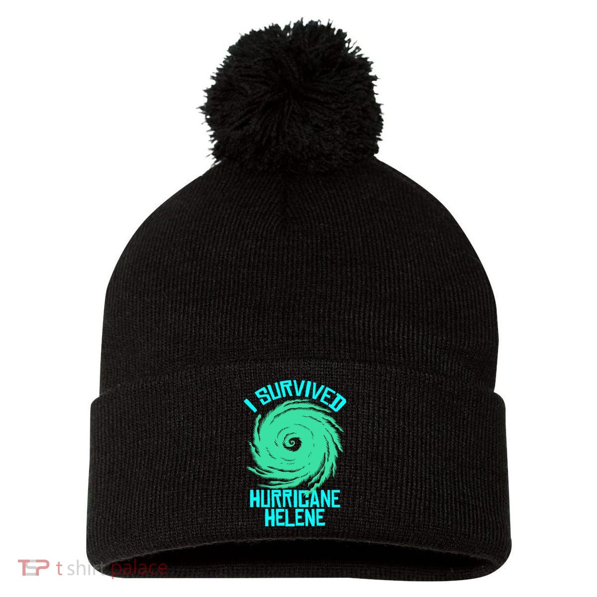 I Survived Hurricane Helene Florida 2024 Pom Pom 12in Knit Beanie