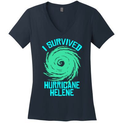 I Survived Hurricane Helene Florida 2024 Women's V-Neck T-Shirt