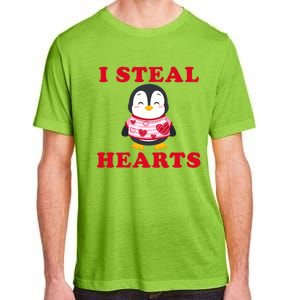 I Steal Hearts Funny Valentines Day Penguin Cool Cute Gift Adult ChromaSoft Performance T-Shirt