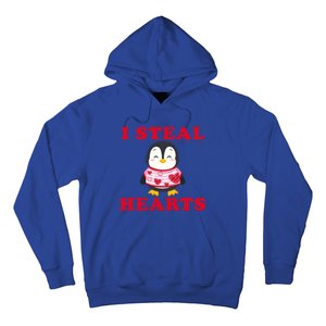 I Steal Hearts Funny Valentines Day Penguin Cool Cute Gift Hoodie