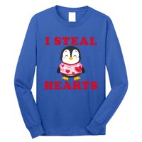 I Steal Hearts Funny Valentines Day Penguin Cool Cute Gift Long Sleeve Shirt