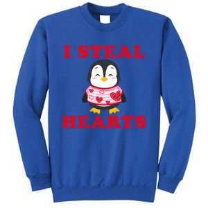 I Steal Hearts Funny Valentines Day Penguin Cool Cute Gift Sweatshirt