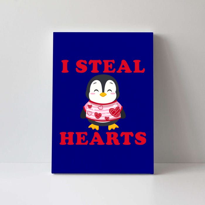 I Steal Hearts Funny Valentines Day Penguin Cool Cute Gift Canvas