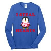 I Steal Hearts Funny Valentines Day Penguin Cool Cute Gift Tall Long Sleeve T-Shirt