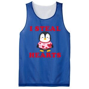 I Steal Hearts Funny Valentines Day Penguin Cool Cute Gift Mesh Reversible Basketball Jersey Tank