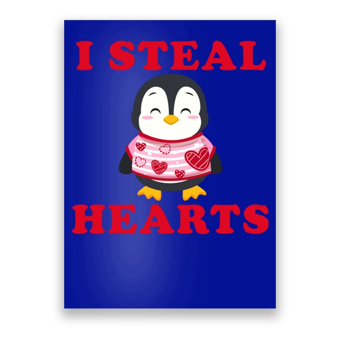 I Steal Hearts Funny Valentines Day Penguin Cool Cute Gift Poster