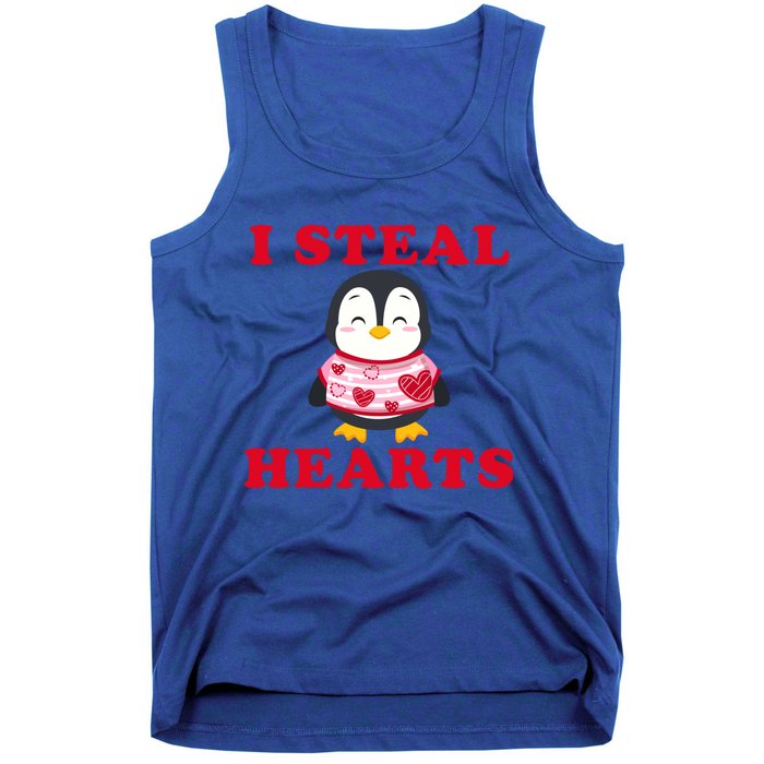 I Steal Hearts Funny Valentines Day Penguin Cool Cute Gift Tank Top