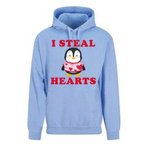 I Steal Hearts Funny Valentines Day Penguin Cool Cute Gift Unisex Surf Hoodie