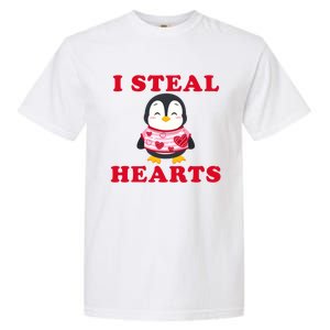 I Steal Hearts Funny Valentines Day Penguin Cool Cute Gift Garment-Dyed Heavyweight T-Shirt