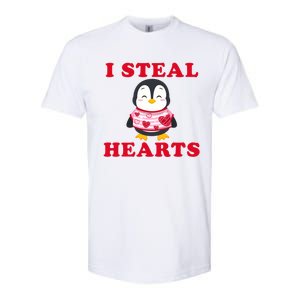 I Steal Hearts Funny Valentines Day Penguin Cool Cute Gift Softstyle CVC T-Shirt