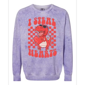 I Steal Hearts Dinosaur Valentines Colorblast Crewneck Sweatshirt