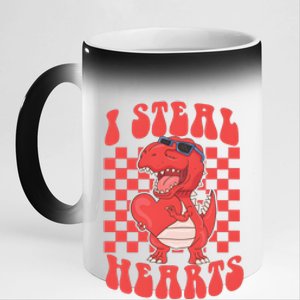 I Steal Hearts Dinosaur Valentines 11oz Black Color Changing Mug