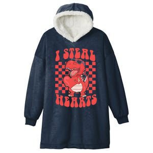 I Steal Hearts Dinosaur Valentines Hooded Wearable Blanket