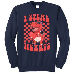 I Steal Hearts Dinosaur Valentines Tall Sweatshirt