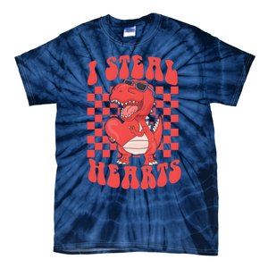 I Steal Hearts Dinosaur Valentines Tie-Dye T-Shirt